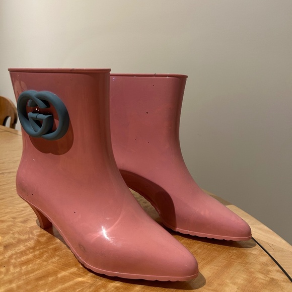 Gucci pastel pink women’s rain boot heel - Picture 1 of 3